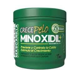 Crece Pelo hair mask 16oz bottle pour showing product texture and care routine