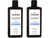 Cremo Juniper & Eucalyptus shampoo bottle front, barber-grade branding for added volume