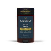 Cremo Palo Santo deodorant tube front with aluminum-free freshness for daily wear