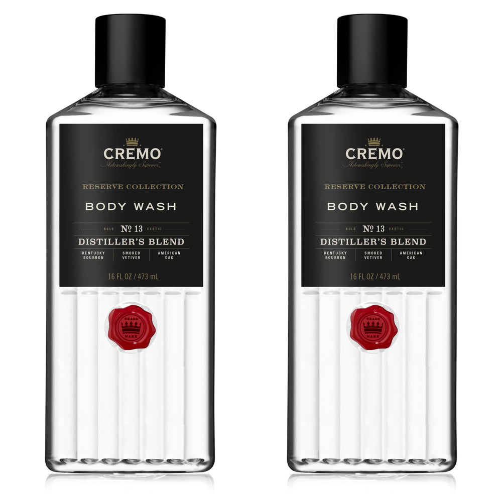 Cremo Rich-Lathering Distiller’s Blend bottle with rich lather for a refreshing shower.