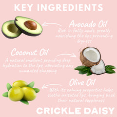 Crickle Daisy Lip Treat Balm coconut oil formula delivers deep hydration