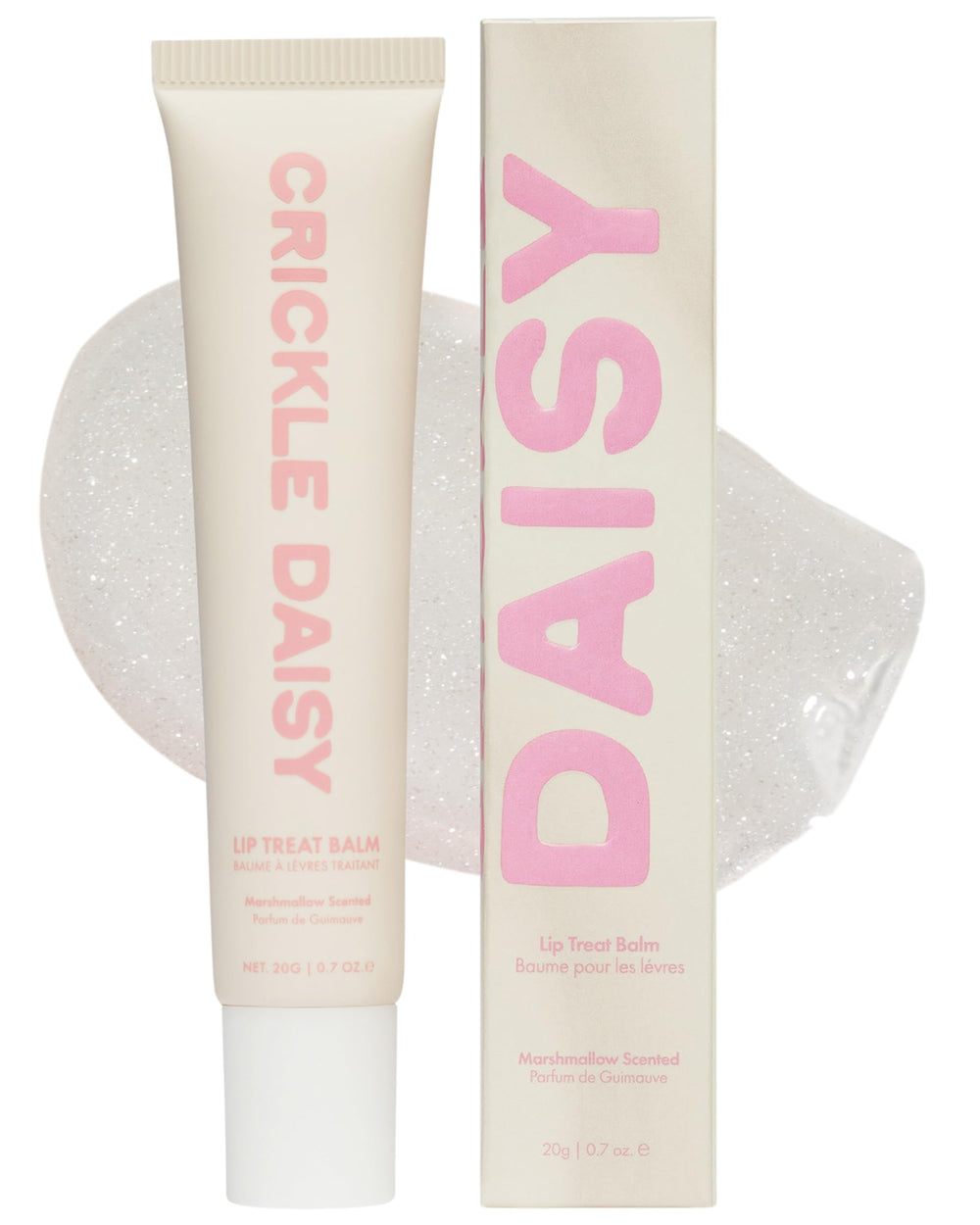 Crickle Daisy Lip Treat Balm marshmallow scent adds a sweet gloss to daily lip care
