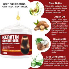 CRISTALBOX Keratin Hair Mask application demonstrating smoothing routine.