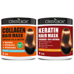 CRISTALBOX Keratin Hair Mask pack shot boosts softness and manageability.