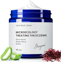 Crogooe eczema cream bottle front showing fragrance-free soothing formula for sensitive skin.