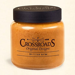 Crossroads Butter Rum Candle delivers a warm aroma for cozy evenings.