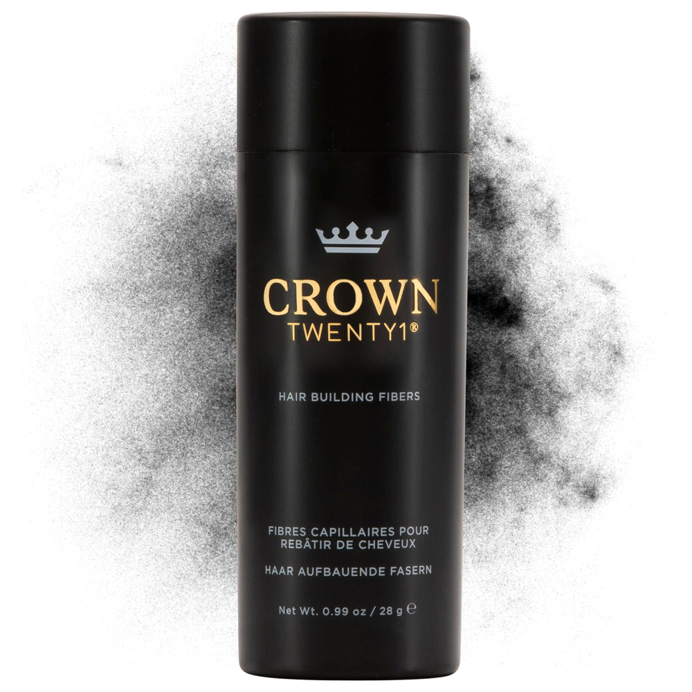 CROWN TWENTY1 Hair Building Fibers 28g bottle showing instant coverage for thinning hair