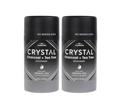 Crystal Essence charcoal tea tree deodorant stick for long-lasting odor control.