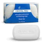 Crystal Peel exfoliating bar soap shows textured surface for smoother skin after shower
