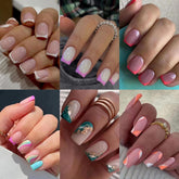 CTTHNBD 6-pack square press-on nails with French tip for quick at-home manicure.