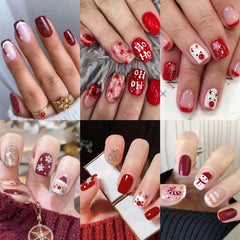 CTTHNBD Christmas press-on nails in square red finish for quick festive manicure