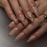 CTTHNBD gold press on almond nails 24 pieces for quick chic manicure