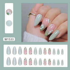 CTTHNBD medium green glossy nails for a durable salon-like finish
