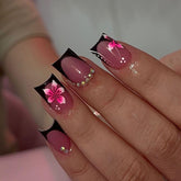 CTTHNBD square press-on nails with black French tip for chic daily wear.