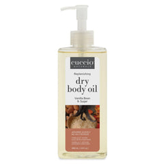Cuccio Naturale Hydrating Dry Body Oil bottle with vanilla bean and sugar aroma for silky skin