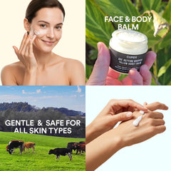 Close-up of Cupids Tallow Balm texture highlights nourishing blend.