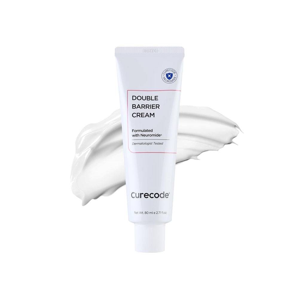 CURECODE Double Barrier Cream bottle with pump for easy daily use on sensitive skin.