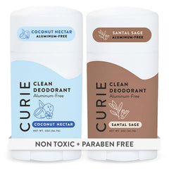 Curie Coconut Nectar deodorant stick shows a creamy glide for all day freshness.