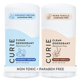 Curie 2pk packshot of aluminum-free deodorant for daily freshness.