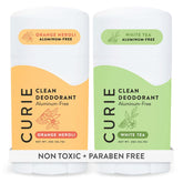 Curie deodorant bottle with Orange Neroli + White Tea for long-lasting freshness.