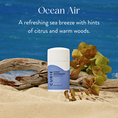 Curie Ocean Air clean beauty ethics label highlights vegan and cruelty-free standards.