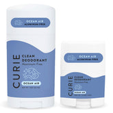 Curie Ocean Air deodorant stick shown with travel-friendly packaging for all-day odor protection