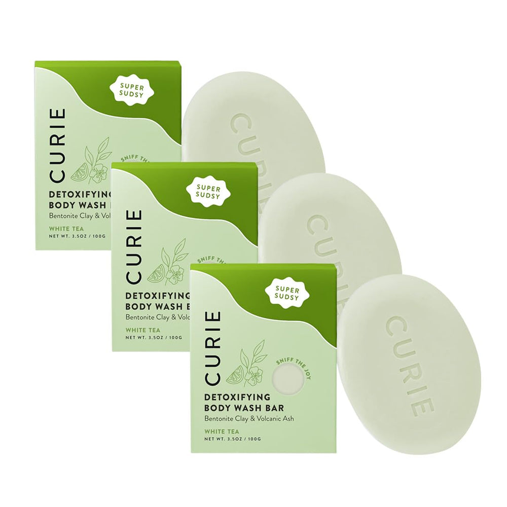Curie White Tea Detoxifying Bar pours a refreshing cleanse that leaves skin balanced.