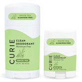 Curie White Tea stick deodorant, aluminum-free, for all-day freshness.