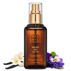 Curlyshyll Babassu Oil bottle illustrating lightweight hydration for dry hair.