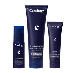Curology Everyday Gentle Cleanser bottle close-up showing a soothing formula for sensitive skin.