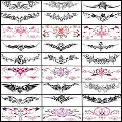 CURTEK 28-sheet sexy abdomen tattoos with realistic ink look on skin