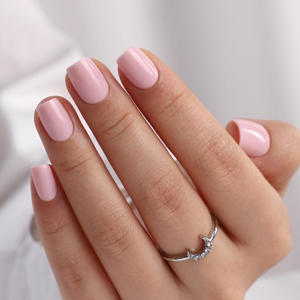CurvLife 30pc press-on nails with apricot gel French tip for a salon-inspired manicure.