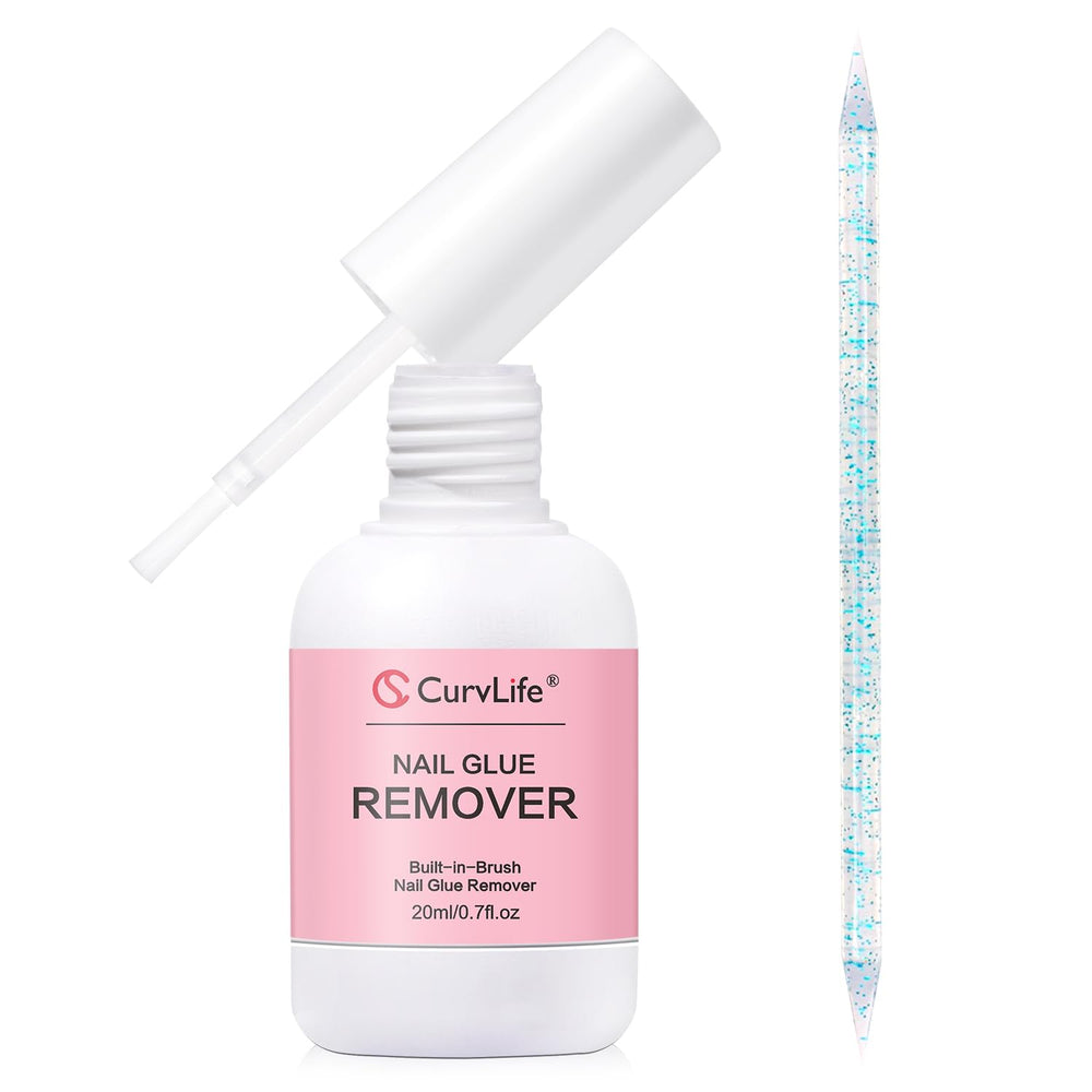 CurvLife brush-on nail glue remover bottle for precise removal and control.