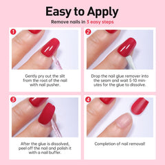 CurvLife quick removal solution softens glue for fast nail tip work.