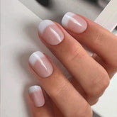 CurvLife apricot design press-on nails in close-up for glossy finish.