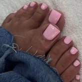 CurvLife glossy white French short toenails for a quick salon-style pedicure at home.