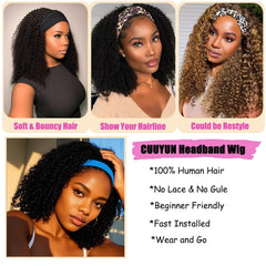 CUUYUN headband wig cap size M fits most heads.
