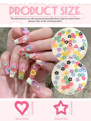 Heart-shaped CYHYII charms in eight colors for versatile nail art ideas.