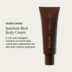 Close-up of CYKLAR Nutrient Rich Body Cream texture for dense hydration.