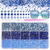 Cynailli blue resin rhinestones kit box contents for crafting projects