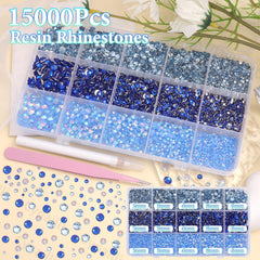 Cynailli blue rhinestones size range 2–6 mm for versatile surfaces