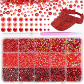 Cynailli red rhinestones box contents for complete craft kit.