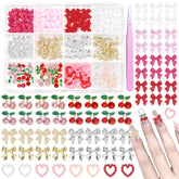 Cynailli Valentine 3D nail gems charms set with tweezers for easy application