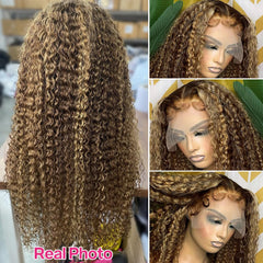CYNOSURE honey blonde ombre deep curly wig highlighting texture and color