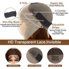 Cypha HD transparent lace front cap 22.5 inches offers secure, breathable fit.