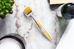 CYSSUS home-use microneedling kit with compact storage case for easy portability.