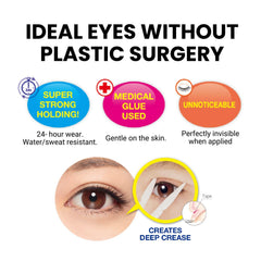 D-UP double eyelid tape with strong adhesive close-up for secure wear.