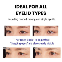 D-UP waterproof eyelid strips in use, sweat-resistant for all-day wear.