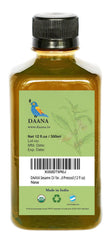 DAANA sesame oil on scalp for conditioning and shine.
