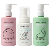 Dabble & Dollop Beachy Bundle packaging featuring three kid-friendly bottles for bath-time fun.